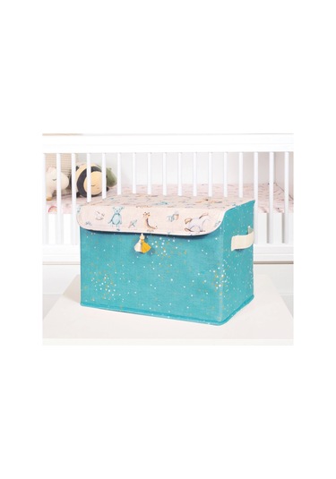 Baby Püsküllü Kapaklı Kutu Düzenleyici Çok Amaçlı Organizer Kutu Maxi Boy Yeşil 04232