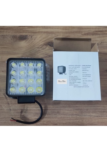 2 Adet 16 Led Kare 9-48 Volt 48 Watt Ip67 Çalışma Lambası