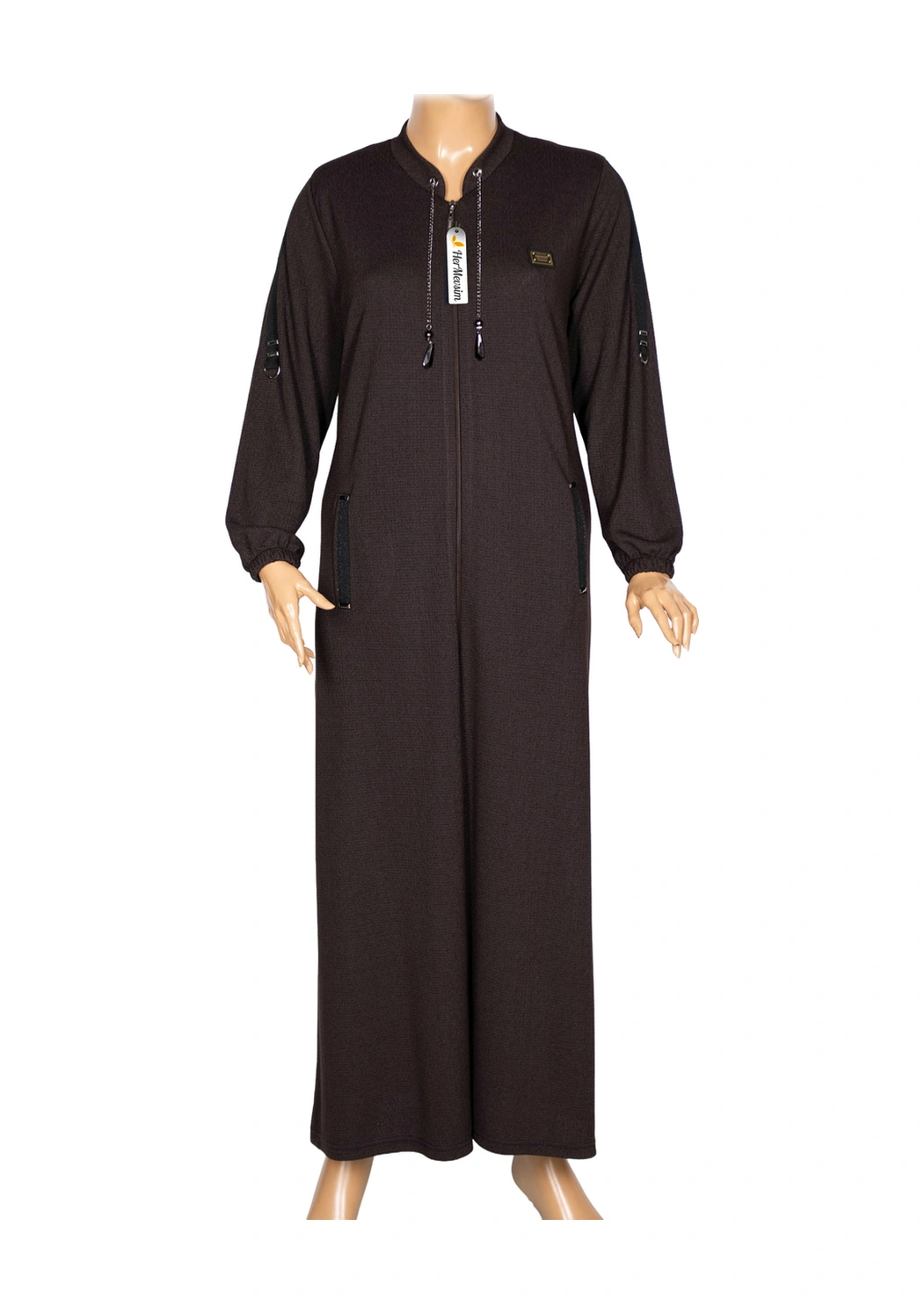 Hesna Kadın Zeren Büyük Beden Baharlık Boydan Kahverengi Pardesü Kahve