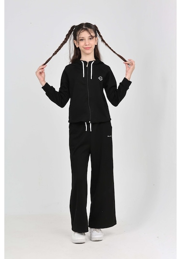 Toontoy Kız Çocuk Minimalizm Baskılı Eşofman Takım Kahve