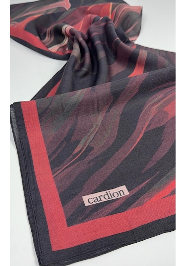 Cardion Pamuk İpek Şal - 70 X 180 - 06302 Siyah - Kırmızı