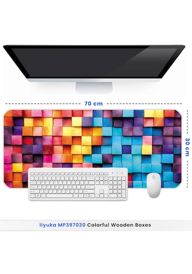 İlyuka Mousepad 70x30cm Büyük Boy Xl Mp397030 Colorful Wooden Box