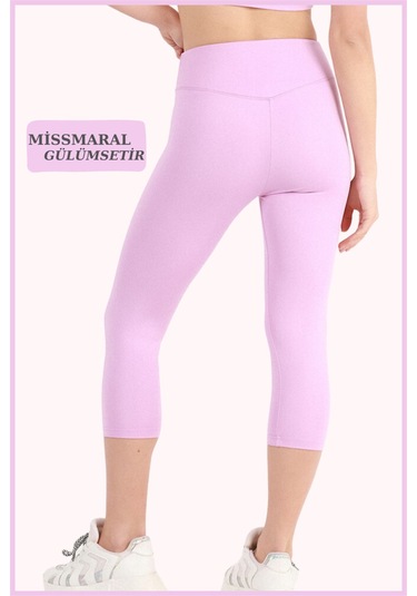 Kadın Kapri Tayt Diz Altı Lila Yüksek Bel Toparlayıcı Dar Paça Karyoka Dikiş Detaylı Capri 1020 Lila