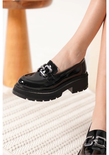 Trendella Rugan Siyah Kadın Loafer Tr17ms01b
