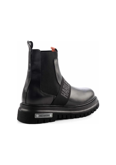 Harley Davidson Polperro Siyah Deri Erkek Bot Postal Ayakkabı Siyah