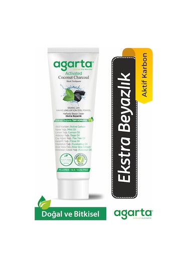 Agarta Doğal Hindistan Cevizi Özlü Aktif Karbon Diş Macunu 100 ML