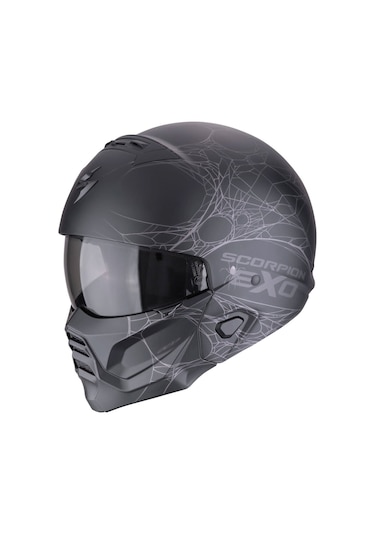 Scorpion Exo Combat 2 Spider Web Modüler Motosiklet Kaskı Mat Siyah Gümüş - Gümüş