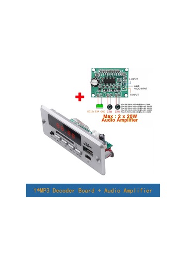 Bluetooth 5.0 Mp3 Dekoder Kurulu 12v Ses Modülü Araba Mp3 Çalar Müzik Hoparlörü Combo Package