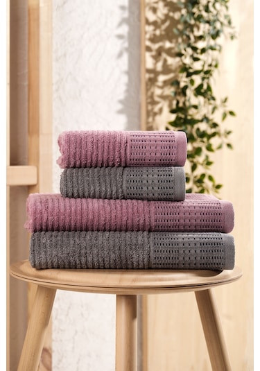 Mira Home 4 Parça Maral Battal %100 Pamuklu Banyo Havlu Takımı 90x160 Cm Antrasit
