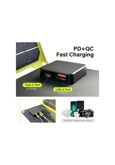 Fastbuy Güneş Panelli Şarj Cihazı - 5v-12v Katlanır, Pd/qc3.0, Kamp/hiking İçin