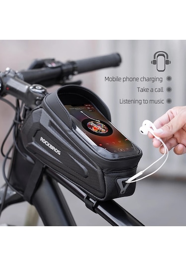 Rockbros Su Geçirmez Telefon Bisiklet Çantası Siyah