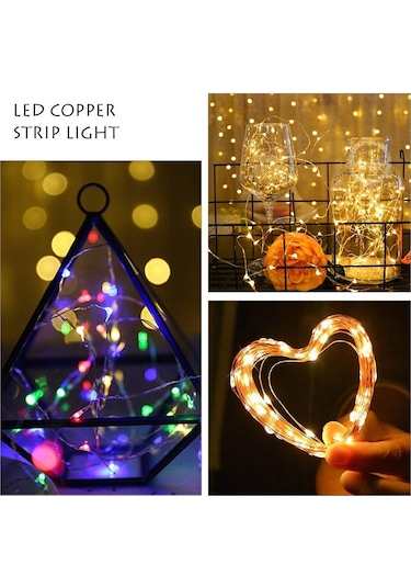 Mavi 10m 5m 3m 2m Bakır Tel Led Tinsel Garland Akülü Peri Led Dize İşıklar Tatil Noel Düğün Parti Dekor 3m Mavi