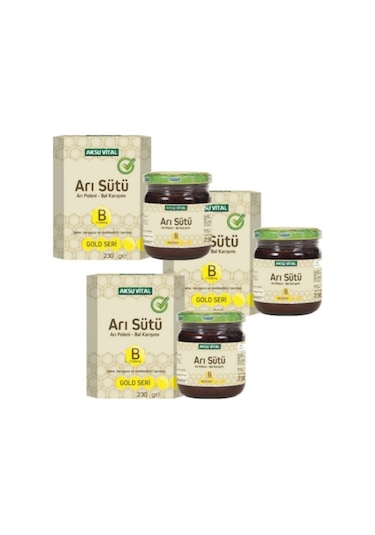 Aksu Vital Gold B 7.000 MG Arı Sütü Arı Poleni Bal Karışımı 3 x 230 G