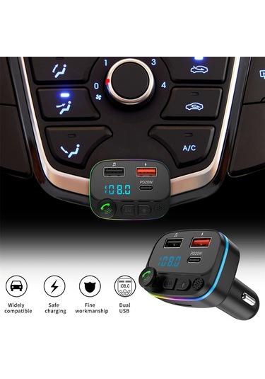 Maiyame Araç Fm Transmitörü Bluetooth 3.0 - Usb Pd Şarj Cihazı, Mp3 Çalar, Otomatik Arama Al/gör, Araç Akü Voltaj Tespiti, Dışarıda Da Kullanılabilir