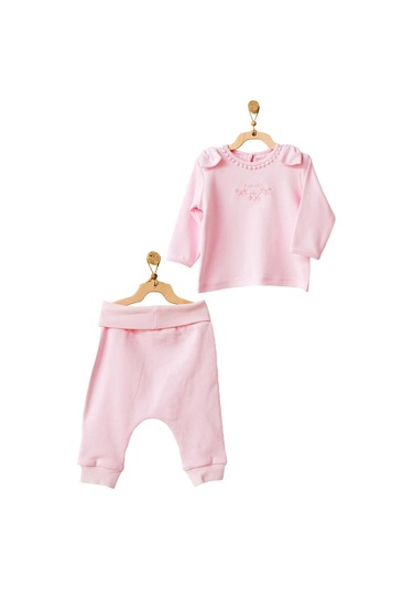 Dear_Enika Andywawa Kız Bebek Pembe Organik 2Li Alt Üst Takım Set Ac21656Rp