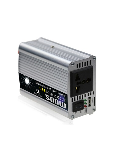 Mufunye 12v'den 220v'ye Dönüştürücü, Gümüş, 450w Sürekli Güç, Tam Metal Kasa, Usb Çıkışlı Araç İçin Inverter