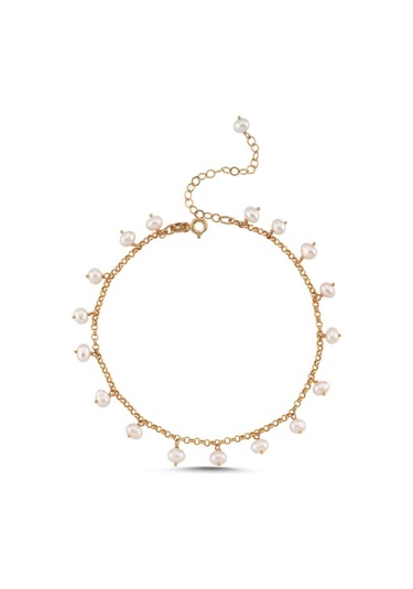 İncili Zincir Bileklik 4,5 Mm 22 Cm / Sarı Sarı Sarı Altın