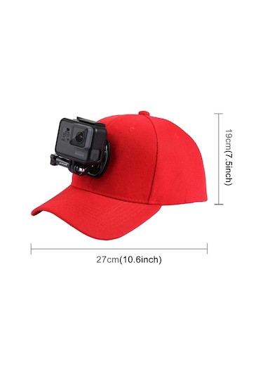 Cbtx Puluz Pu195 Gopro Aksesuarları Uyumlu Spor Kamera Şapkası Vidalı Ayarlanabilir Kapak Ve Gopro Kamera Uyumlu J Stent Taban - Kırmızı