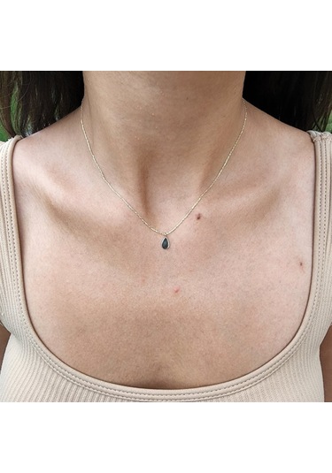 Su Damlası Sade Taşsız Tasarım Modern Tarz 14 Ayar Altın Kolye-gündelik Spor Tarz Altın Kolye