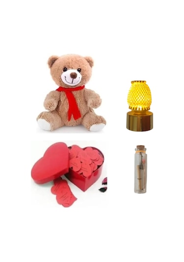 Eşe Sevgili Hediye Aşk Sözleri Kalp Kutu Ayıcık Lamba Dilek Şişe