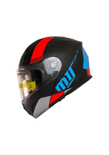 Motoanl Güneş Vizörlü Ece 22.06 Sertifikalı New Motor Kaskı V2 Wx89 Siyah Kırmızı Mavi