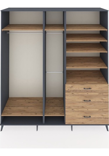Kronos Dolap 9 Raflı 3 Çekmeceli 3 Askılı 220x59x243 Antrasit-çam/çam Atlas Çam/atlas Çam Kronos Dolap 9 Raflı 3 Çekmeceli 3 Askılı 220x59x243 Antrasit-çam/çam Atlas Çam/atlas Çam