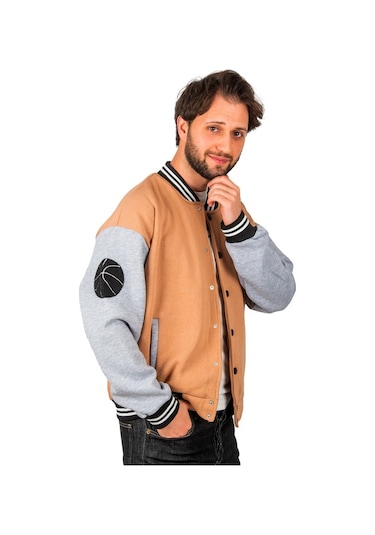 Deepsea Erkek Kahve - Gri Çıtçıtlı Kolej Mont 2304761 Kahverengi - Gri