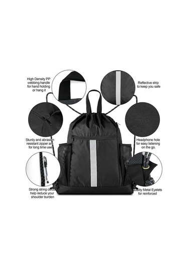 Tongxida Siyah Basketbol Çantası , Reflektör Çubuklu, Dayanıklı Outdoor Çanta, Çok Bölmeli, Siyah Siyah