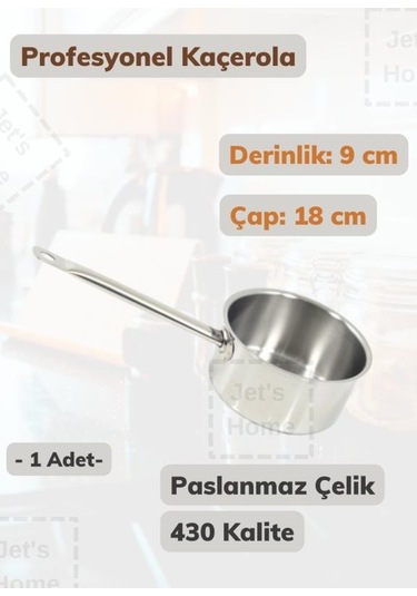 Profesyonel Kaçerola 18 Cm Paslanmaz Çelik 430 Kalite Gri