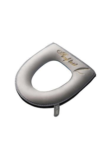 Gri Evrensel Klozet Kapağı Kış Sıcak Yumuşak Wc Mat Banyo Yıkanabilir Çıkarılabilir Fermuar Çevirme Lidhandle Su Geçirmez Ev