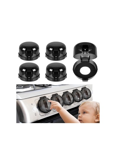 Hangfox Çocuk Ve Evcil Hayvan Güvenliği İçin 5'li Ocak Düğme Koruması, Evrensel Boyut, Isı Dayanıklı 248 F , Tek Elle Kullanıma Uygun, Sıcaklığa Dayanıklı Siyah Kapaklar Çok Renkli