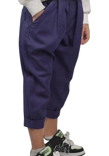 Kız Çocuk Mikro Kumaş Kuşaklı Likrasz Bilek Boy Lacivert Pantolon Lacivert