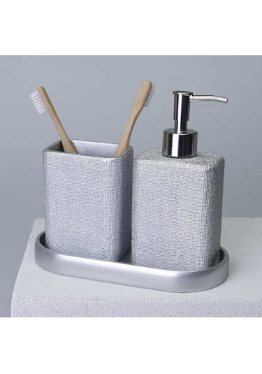 Linen Banyo Seti Gümüş