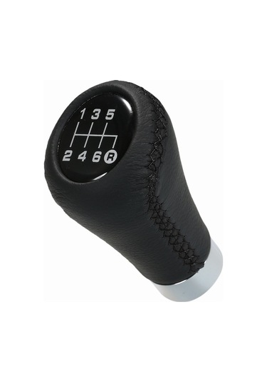 Dancemonkey Evrensel 6 Vites Topu - Siyah Deri Kırmızı Dikişli Kolay Montaj, Siyah