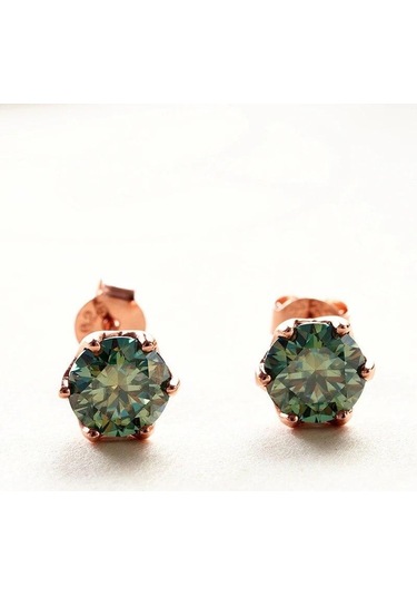 Pembe Bague Ringen S925 Gümüş Set 1ct Renk Mozanit Küpe Kız Arkadaşı Için Sevgililer Günü Hediye Takı