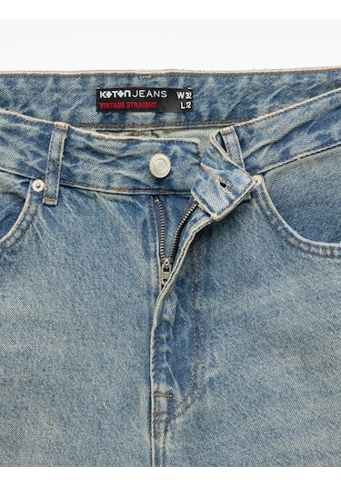 Koton Pamuklu Normal Bel Vintage Straight Fit Jean Pantolon Petrol 6wam40078nd PETROL