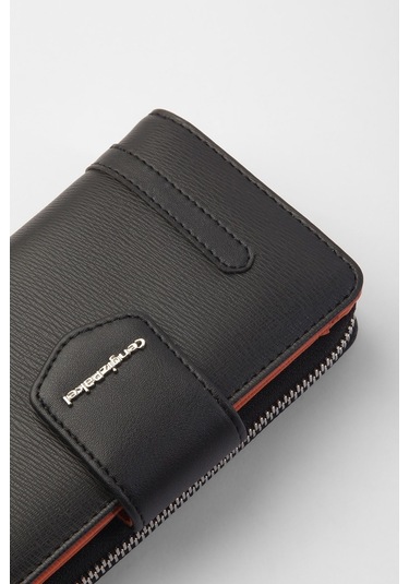 Cengiz Pakel Kadın Orta Boy Cüzdan 65256M Siyah-Kiremit-Siyah
