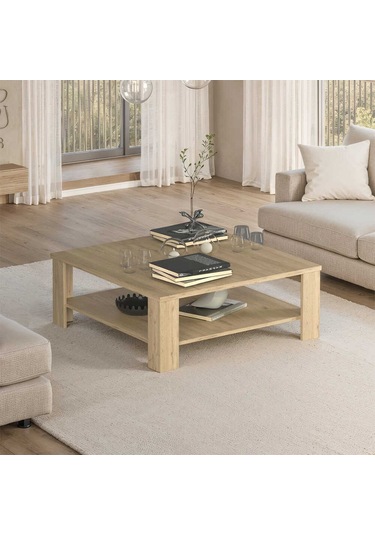 New Line Kare Orta Sehpa - Florida Meşe 90x42x90 Cm Kahverengi