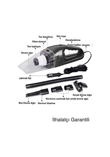 Reidan Çakmaklık Girişli Islak - Kuru Toz Temizleyici Oto Araç Süpürgesi