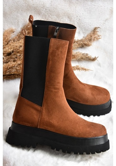 Fox Shoes Taba Süet Kadın Bot J267063102