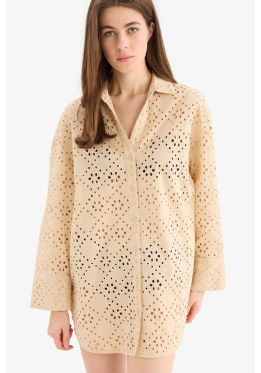 DeFacto 	Regular Fit Pamuklu Brode Plaj Gömleği-Fall in Love C0506AX25SMBG387