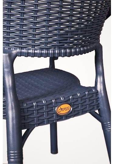 4 Adet Bambu Rattan Kollu Sandalye Koltuk Antrasit Antrasit