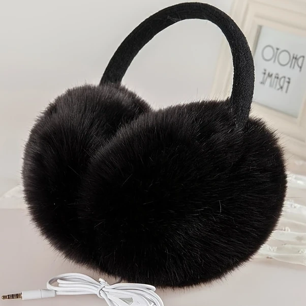 Dashanshop Siyah Makinede Yıkanabilir Yünlü Kulaklık Kadın Erkek İçin Şık Kış Aksesuarı