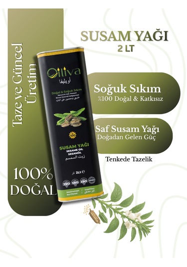 %100 Doğal Susam Yağı 2 L Soğuk Sıkım Cam Şişe