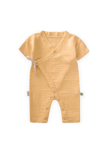 Cigit Organic Kruvaze Müslin Tulum 0-9 Ay Sundres Sarı