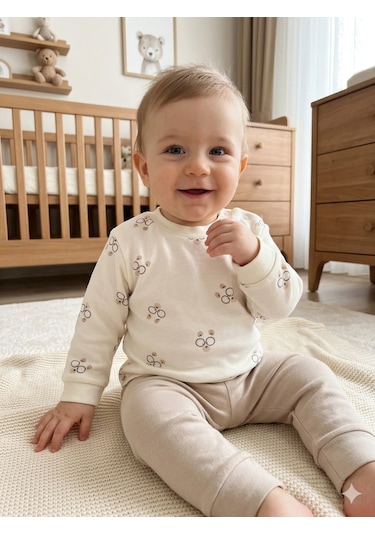 Ciccim Baby Pijama Takımı Bear Hugs Toprak Açık Bej