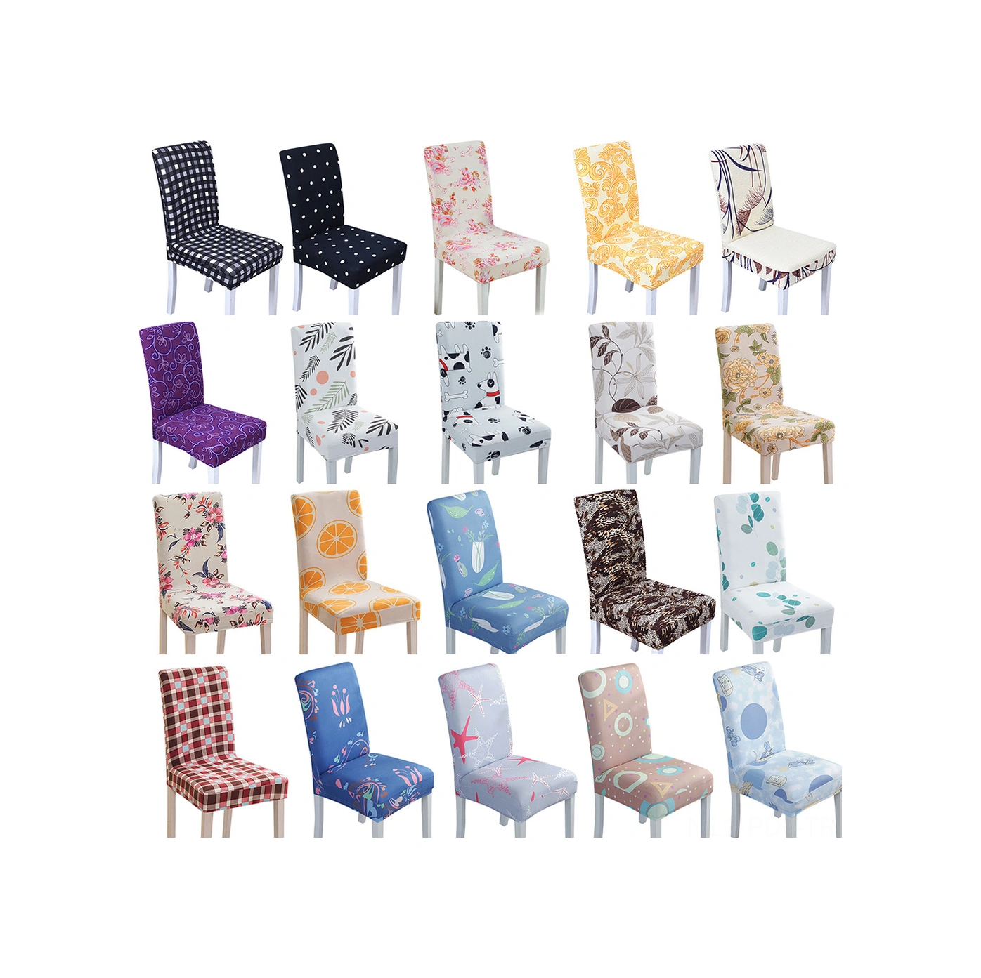 Padalink Genel Kullanım Elastik Polyester Sandalye Kılıfı - Yıkanabilir, Ev/otel/restoran İçin Renkli Desenli Dekoratif Koltuk Örtüsü Çok Renkli