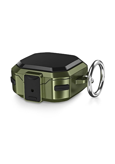 Samsung Galaxy Buds Core Uyumlu Kılıf Darbeye Dayanıklı Sert Koruyucu + Askılık Haki Yeşil