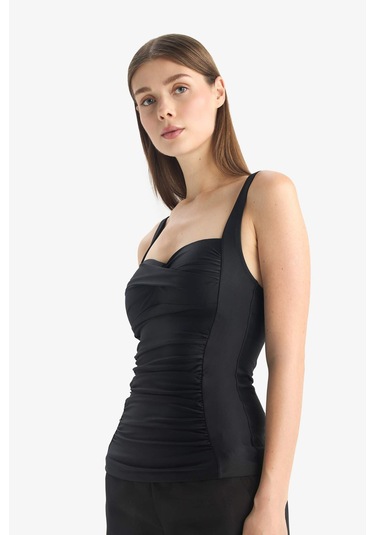 DeFacto Regular Fit Askılı Tankini-Fall in Love E3292AX25SMBK81