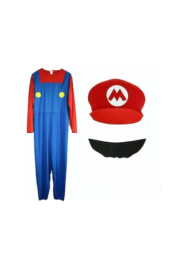 Super Ario Bros. Yetişkin Erkekler İçin Maskeli Balo Kostümü Cosplay Kostümü Kırmızı M Kırmızı M